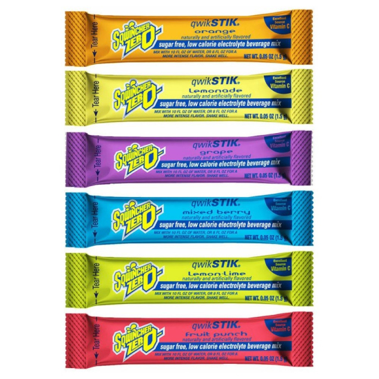 Sqwincher ZERO 10oz Qwik Stik Powder Mix - 500 Count