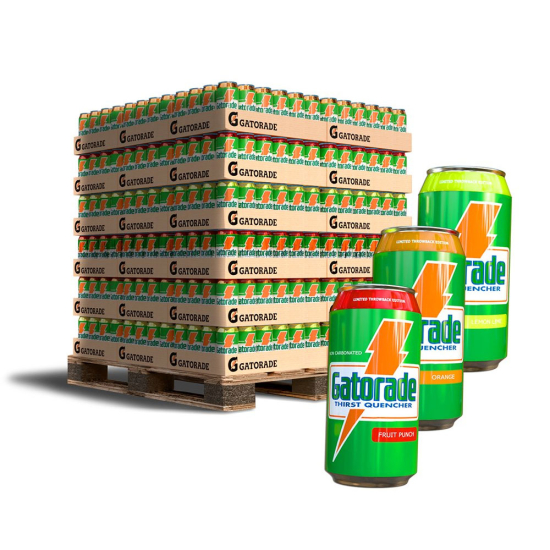 Gatorade Thirst Quencher Sports Drink Cans - 100 Case Mix and Match Pallet Bundle