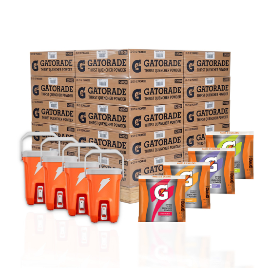 Gatorade Powder 2.5 Gallon Variety Flavor Bundle - 20 Cases & 4 Free Coolers