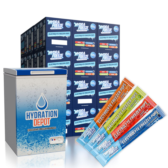 Hydrafreeze Electrolyte Freeze Pop Bundle w/Freezer - 60 Cases