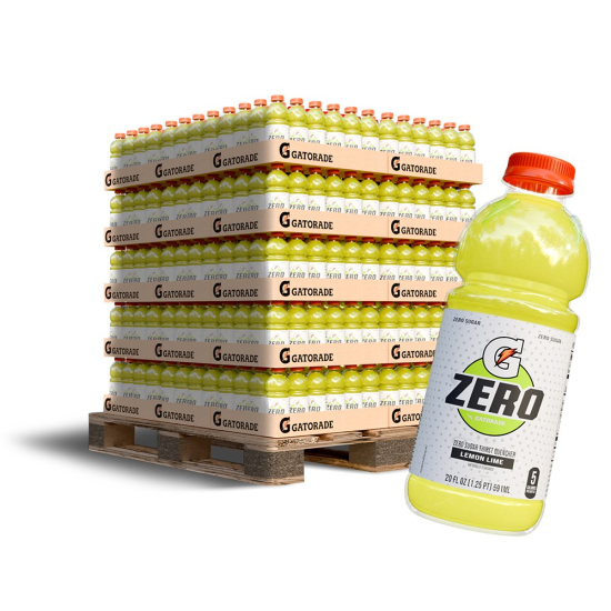 54 Case Pallet Gatorade Zero 20 oz Lemon Lime Thirst Quencher 