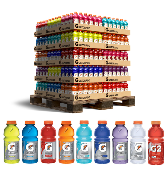 Gatorade 20 oz Ready-To-Drink Sports Drink - 54 Case Pallet - Mix and Match Flavors