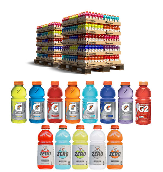 Gatorade 20 oz Wide Mouth Sports Drink - 108 Case Pallet - Mix and Match Flavors