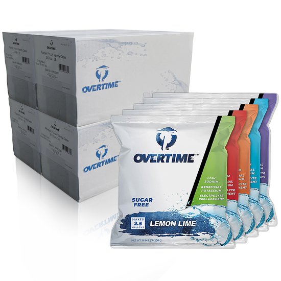 Overtime 2.5 Gallon Sugar Free Electrolyte Powder Pouch - 4 Case Bundle