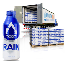  Rain 16 oz Aluminum Bottled Spring Water, Full Truckload - 22 Pallets 