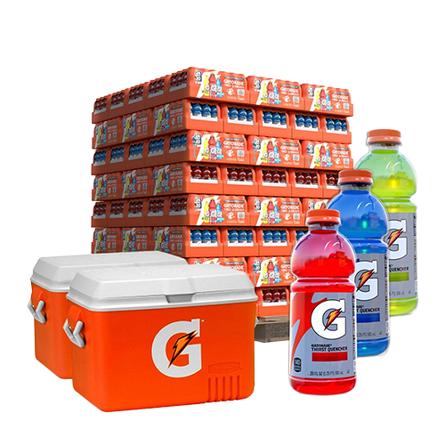 Gatorade 20oz bottle pallet with free ice chests from Hydration Depot